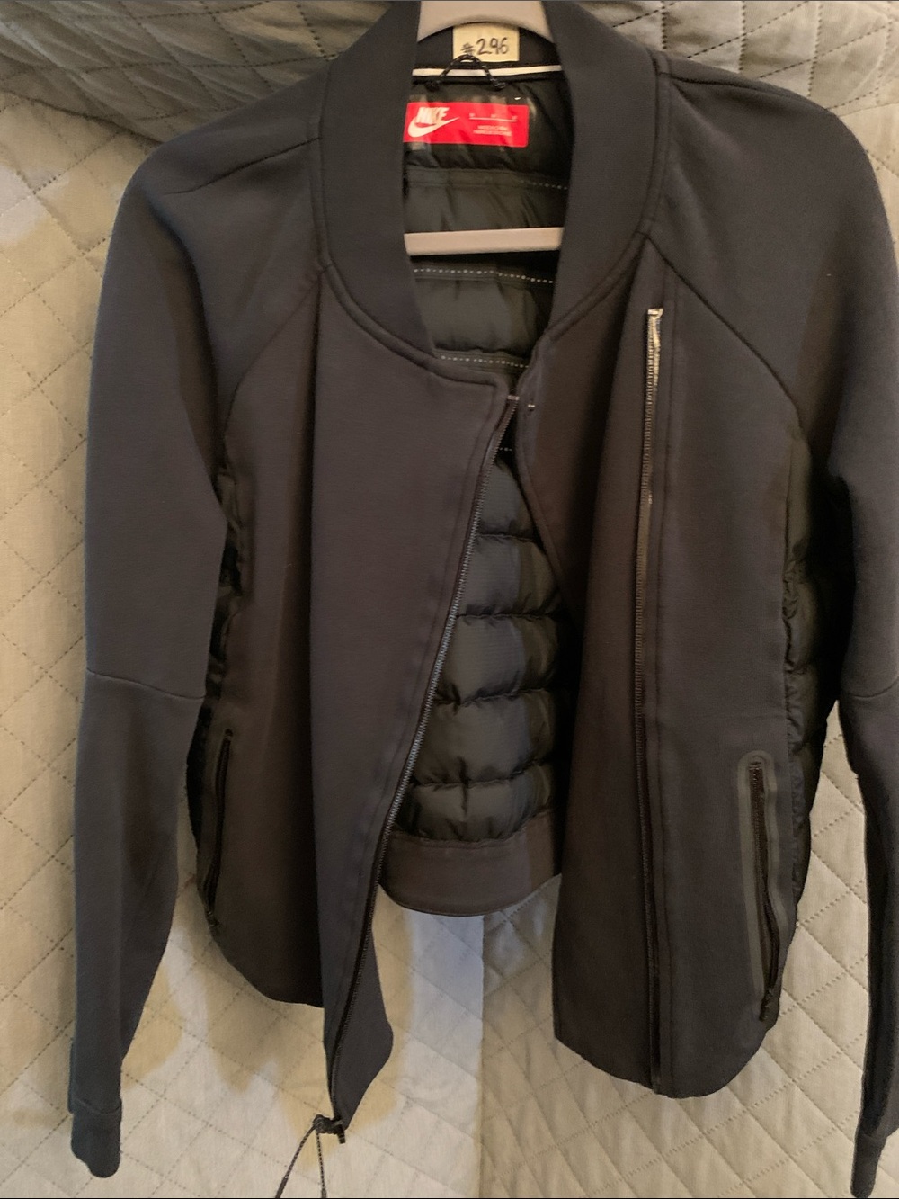 #87 Nike Black Hybrid Bomber Jacket with Quilted Panels